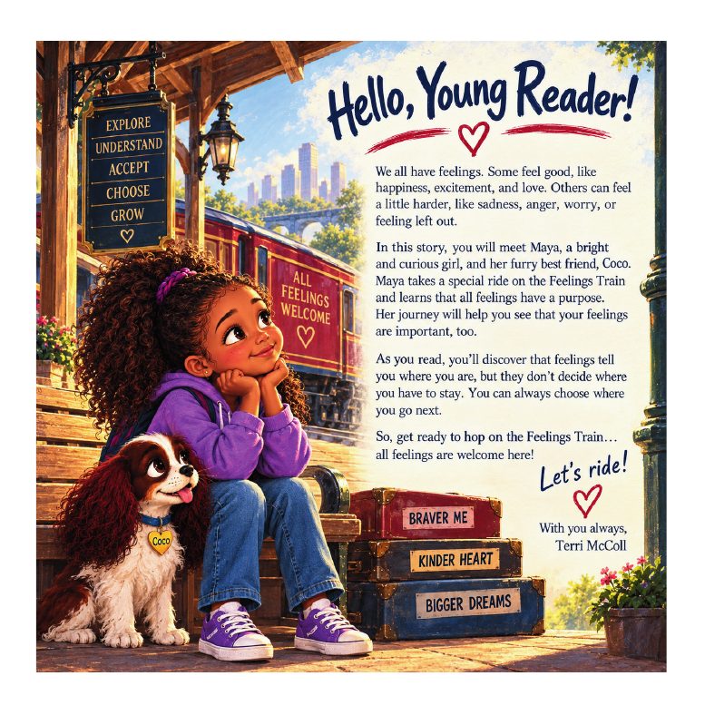 Illustrated page from The Feelings Train: Hello, Young Reader!